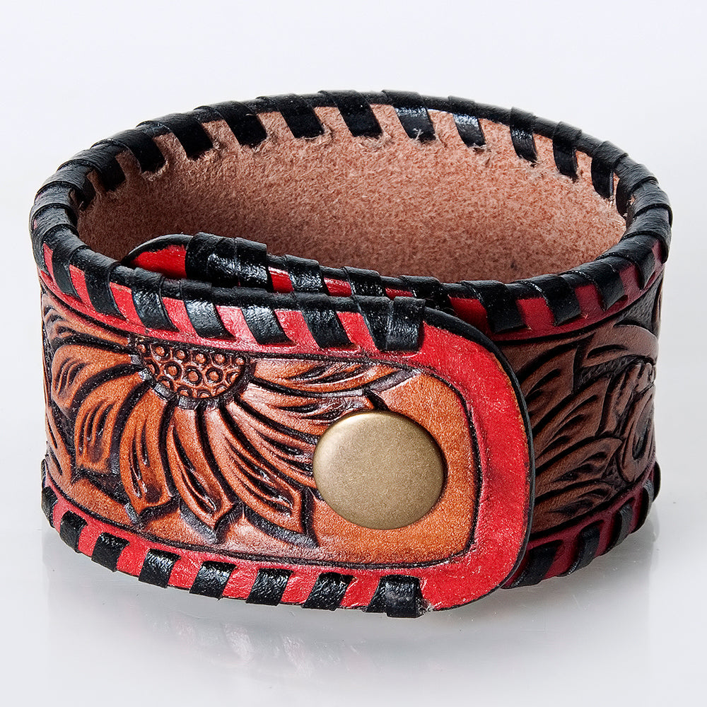 American Darling Bracelet Hand Tooled Carved Genuine Leather Women | Handmade Western Rustic