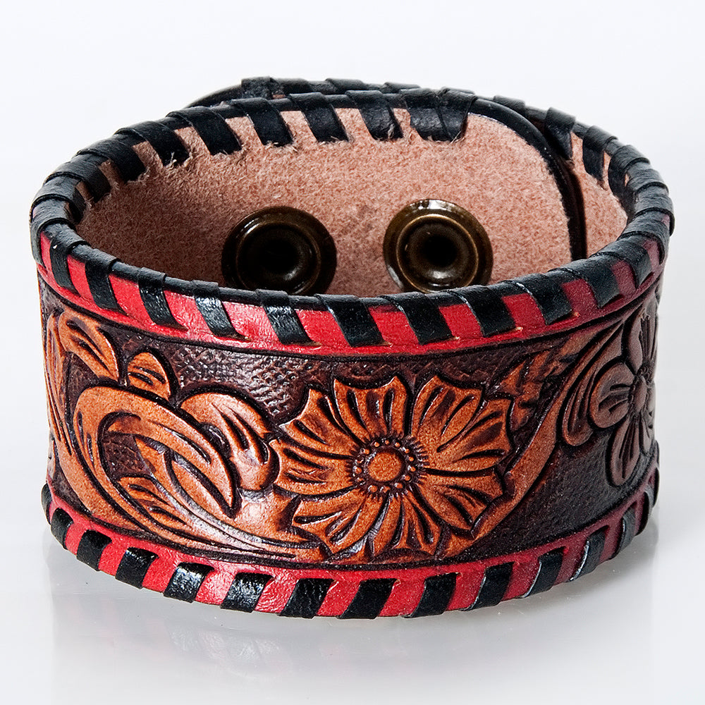 American Darling Bracelet Hand Tooled Carved Genuine Leather Women | Handmade Western Rustic