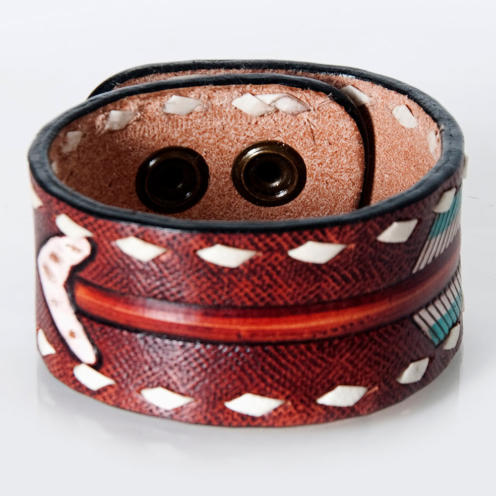 American Darling Bracelet Hand Tooled Carved Genuine Leather Women | Handmade Western Rustic