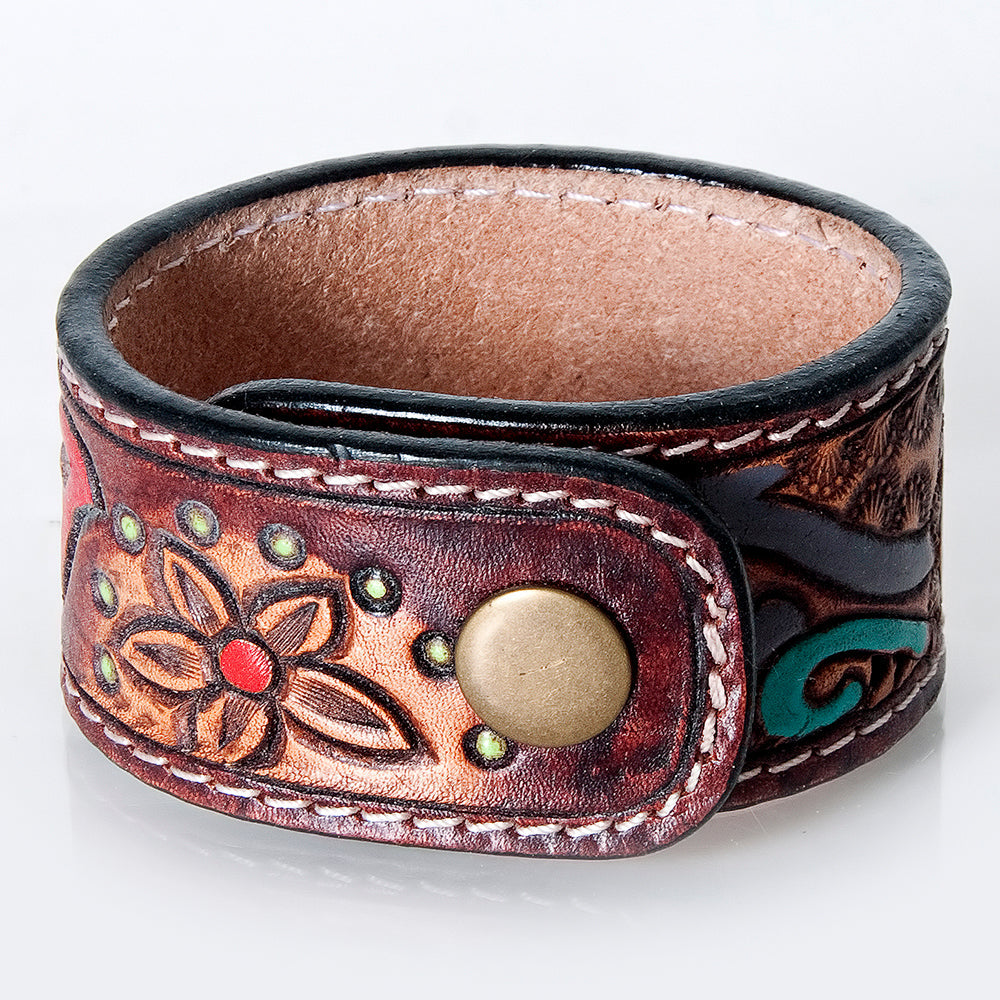 American Darling Bracelet Hand Tooled Carved Genuine Leather Women | Handmade Western Rustic