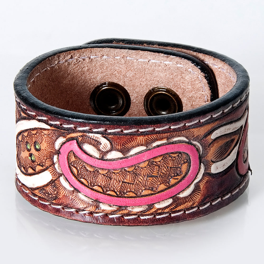 American Darling Bracelet Hand Tooled Carved Genuine Leather Women | Handmade Western Rustic
