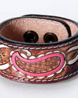 American Darling ADBRF168 Hand tooled carved Genuine Leather Bracelet women