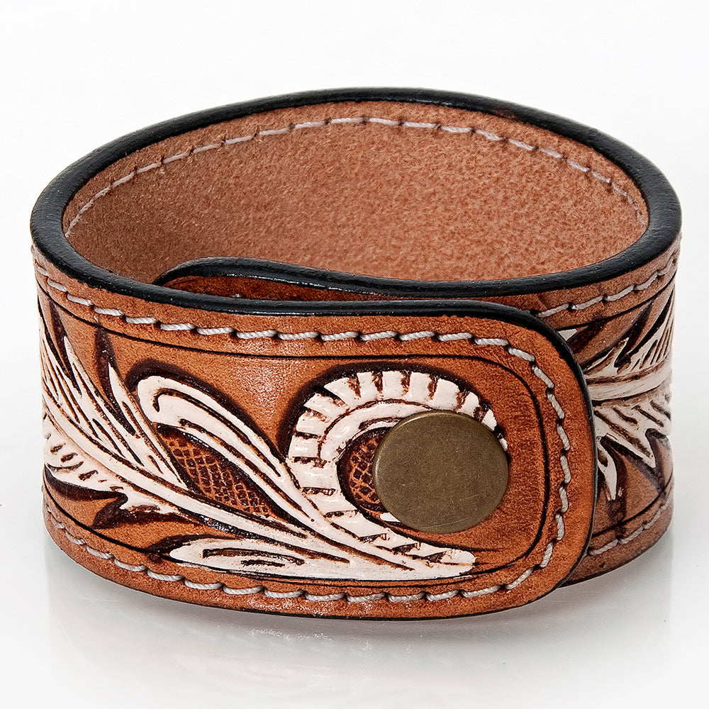 American Darling ADBRF169 Hand tooled carved Genuine Leather Bracelet women