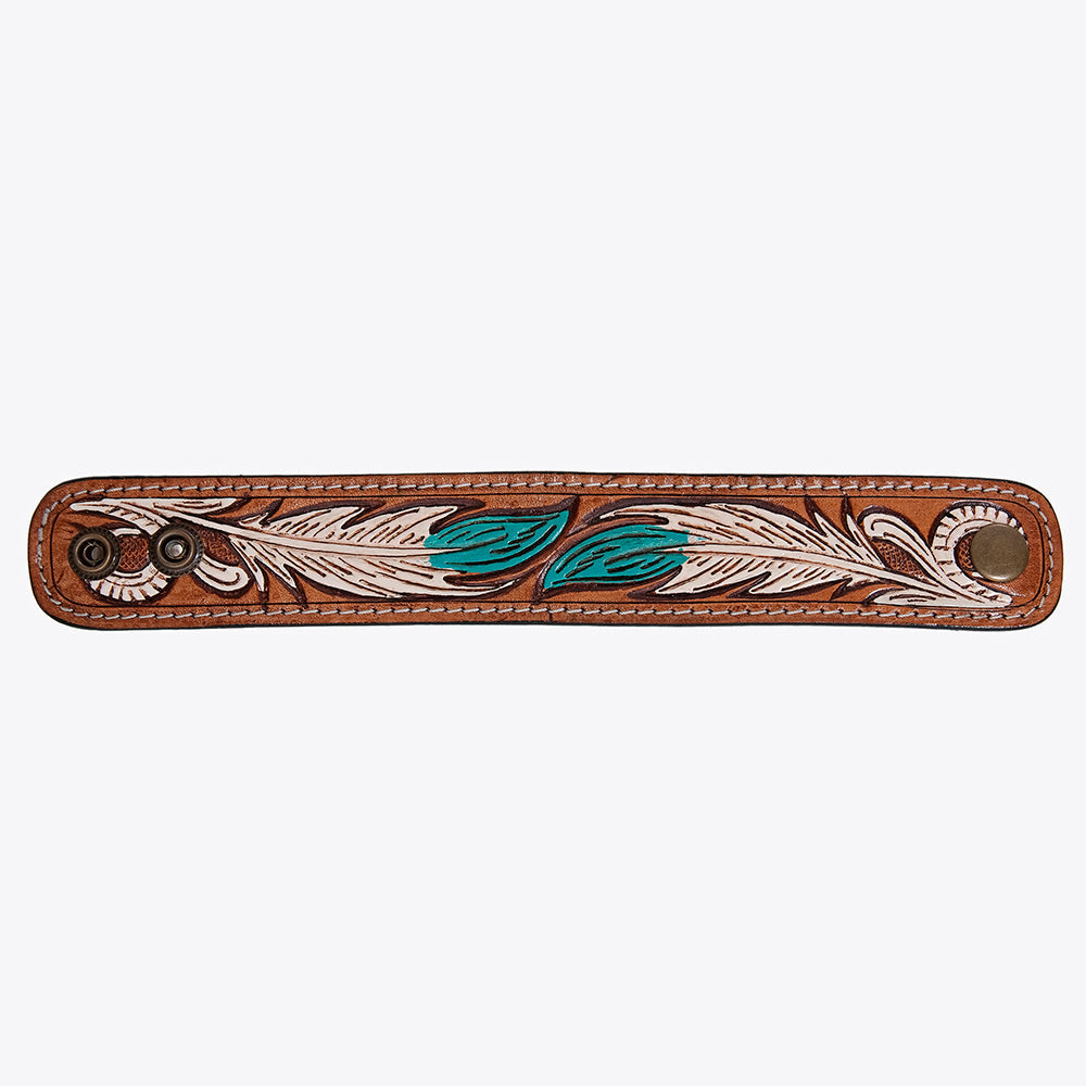 American Darling ADBRF169 Hand tooled carved Genuine Leather Bracelet women