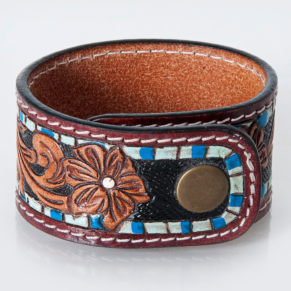American Darling Bracelet Hand Tooled Carved Genuine Leather Women | Handmade Western Rustic