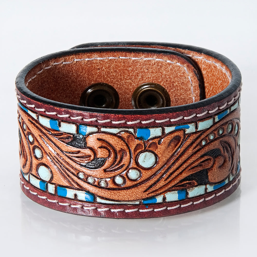 American Darling Bracelet Hand Tooled Carved Genuine Leather Women | Handmade Western Rustic