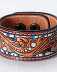American Darling ADBRF170 Hand tooled carved Genuine Leather Bracelet women
