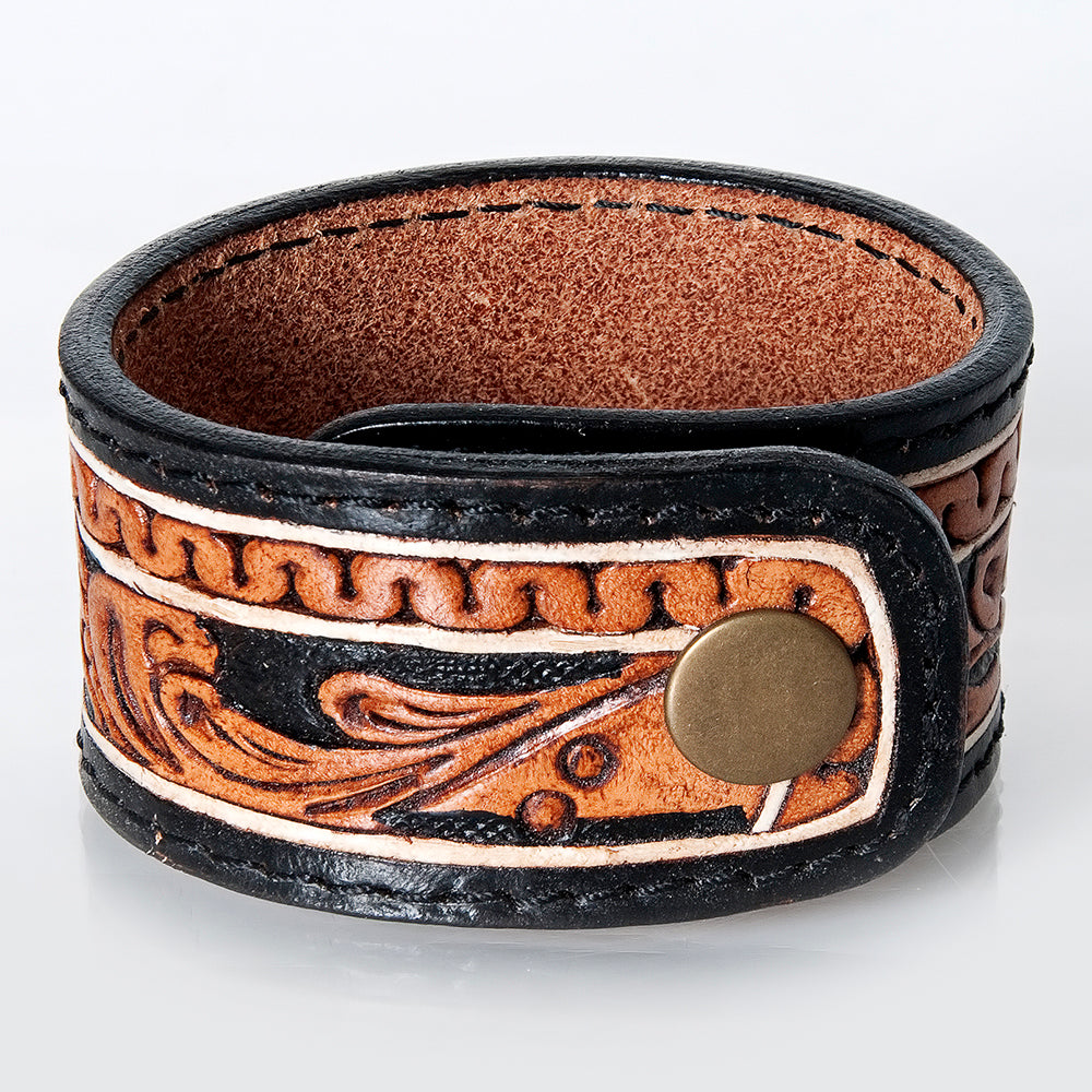 American Darling ADBRF171 Hand tooled carved Genuine Leather Bracelet women