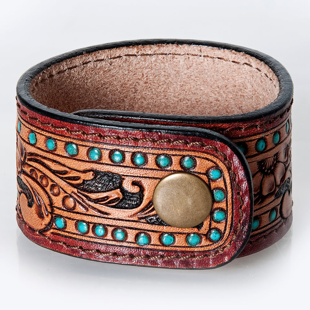 American Darling Bracelet Hand Tooled Carved Genuine Leather Women | Handmade Western Rustic