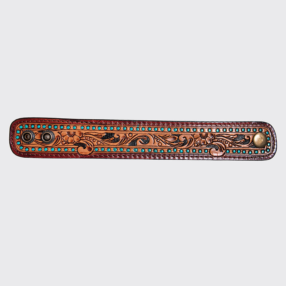 American Darling ADBRF172 Hand tooled carved Genuine Leather Bracelet women