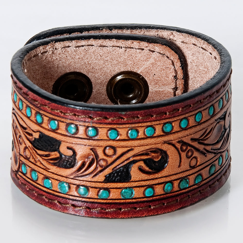 American Darling Bracelet Hand Tooled Carved Genuine Leather Women | Handmade Western Rustic
