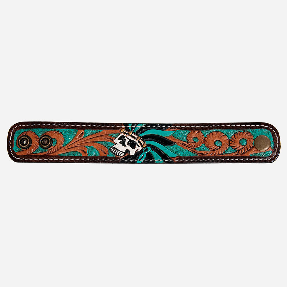 American Darling ADBRF173 Hand tooled carved Genuine Leather Bracelet women