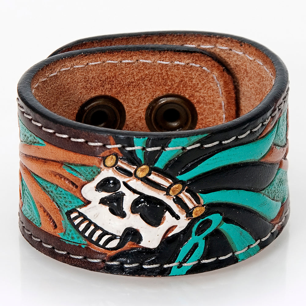 American Darling Bracelet Hand Tooled Carved Genuine Leather Women | Handmade Western Rustic