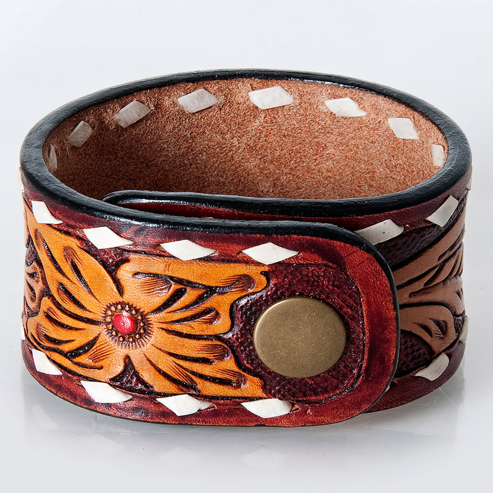 American Darling Bracelet Hand Tooled Carved Genuine Leather Women | Handmade Western Rustic