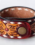 American Darling ADBRF174 Hand tooled carved Genuine Leather Bracelet women