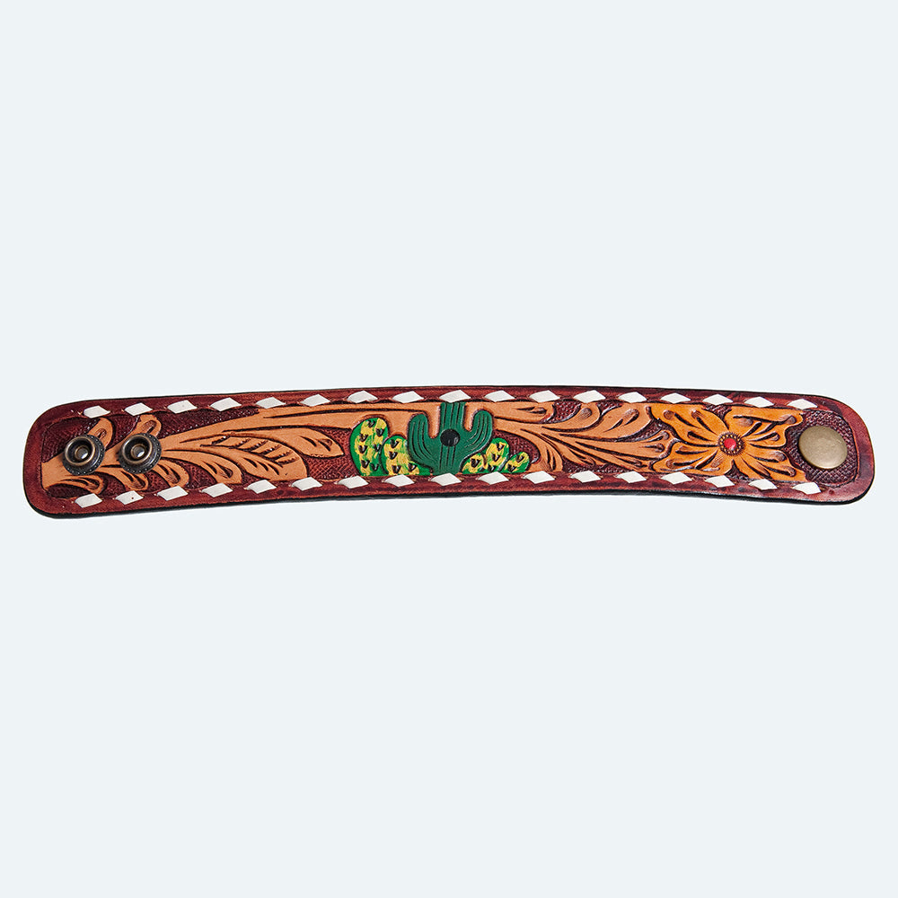 American Darling ADBRF174 Hand tooled carved Genuine Leather Bracelet women