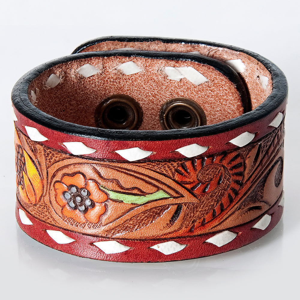 American Darling ADBRF175 Hand tooled carved Genuine Leather Bracelet women