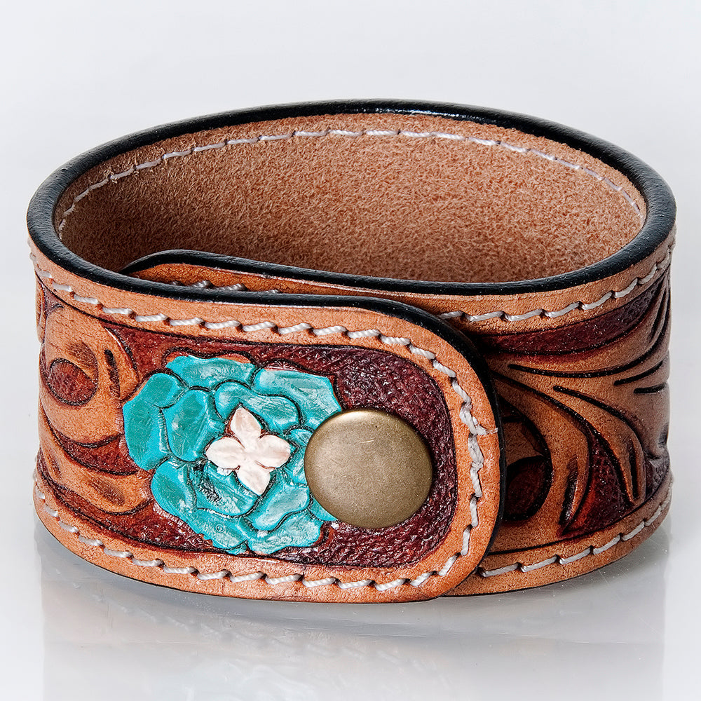American Darling Bracelet Hand Tooled Carved Genuine Leather Women | Handmade Western Rustic
