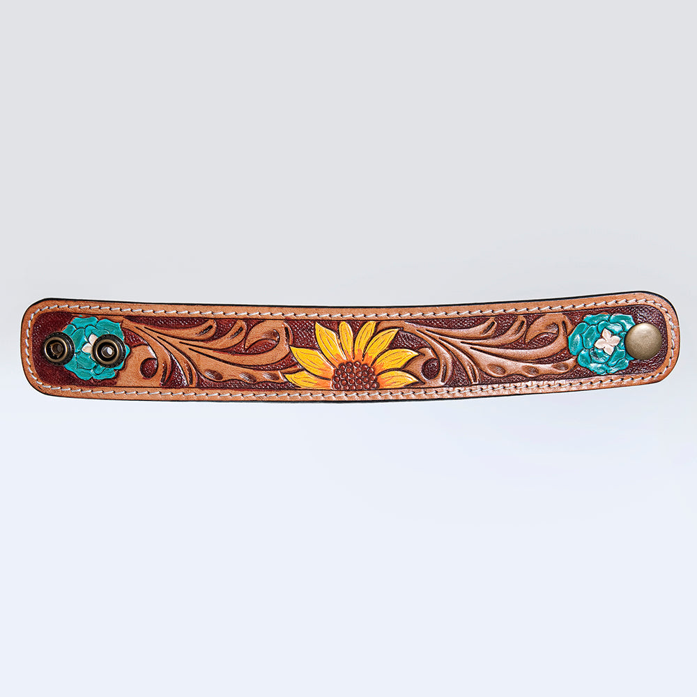American Darling ADBRF176 Hand tooled carved Genuine Leather Bracelet women