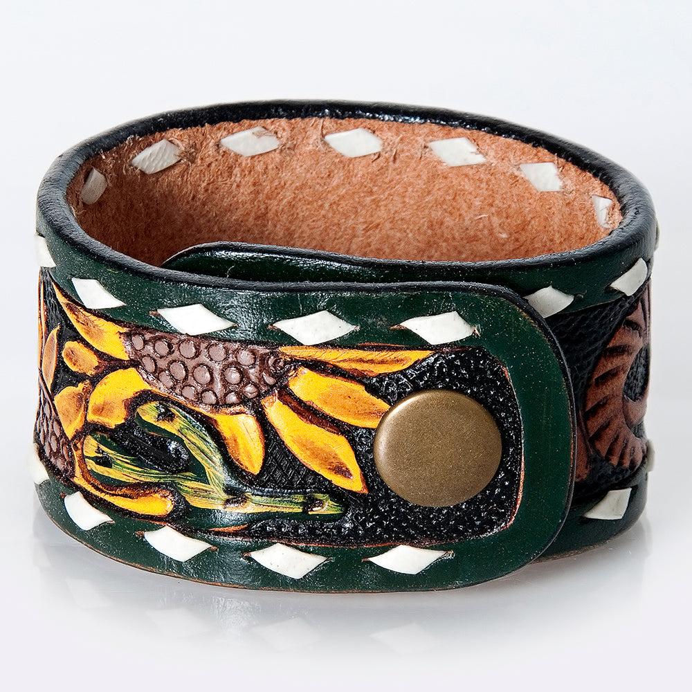 American Darling Bracelet Hand Tooled Carved Genuine Leather Women | Handmade Western Rustic