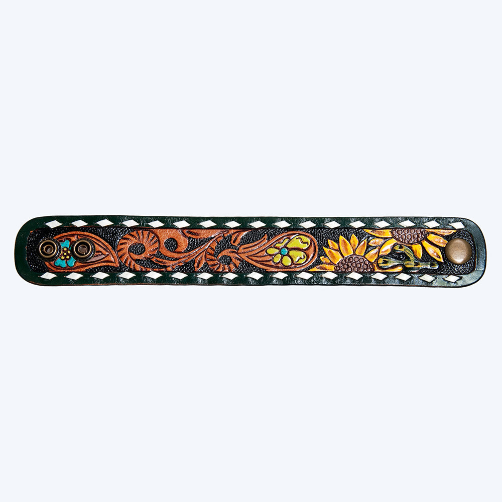 American Darling ADBRF177 Hand tooled carved Genuine Leather Bracelet women