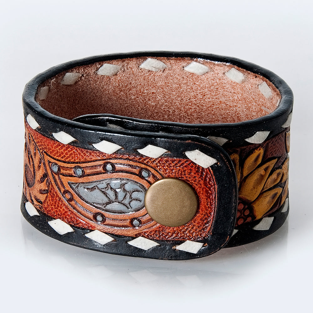 American Darling Bracelet Hand Tooled Carved Genuine Leather Women | Handmade Western Rustic