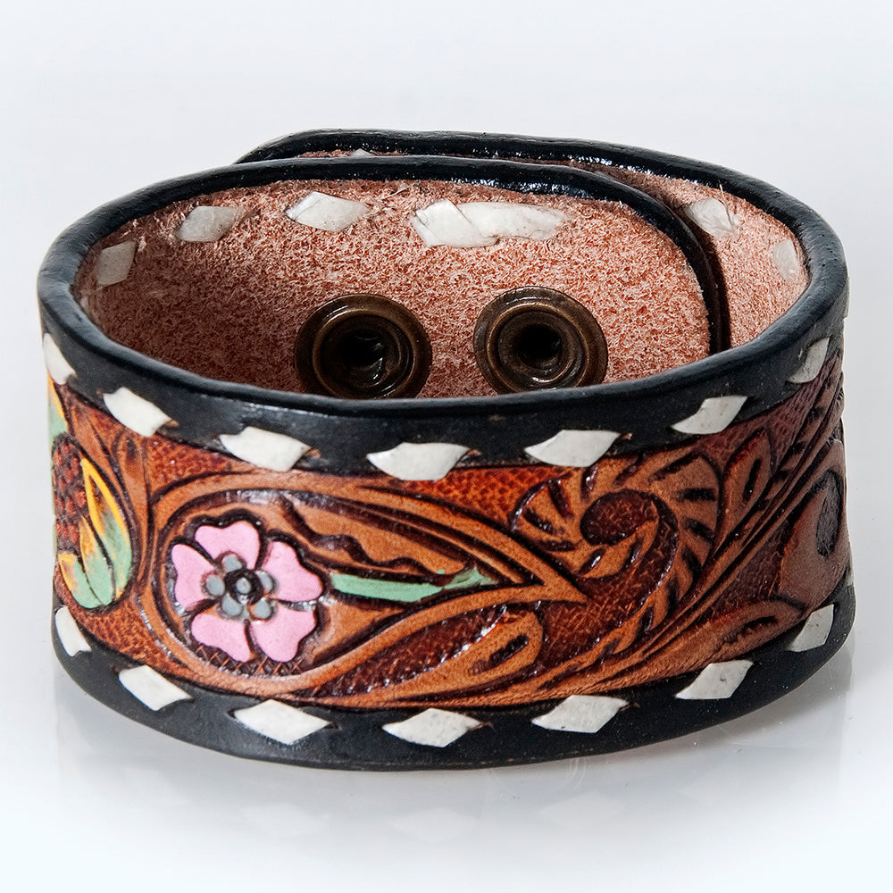 American Darling Bracelet Hand Tooled Carved Genuine Leather Women | Handmade Western Rustic