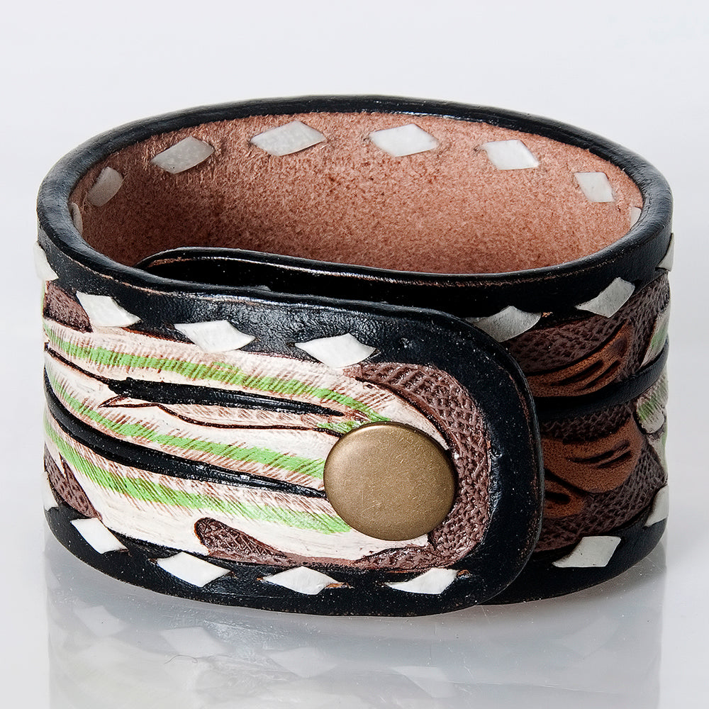 American Darling ADBRF179 Hand tooled carved Genuine Leather Bracelet women