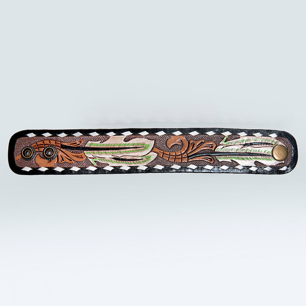 American Darling ADBRF179 Hand tooled carved Genuine Leather Bracelet women
