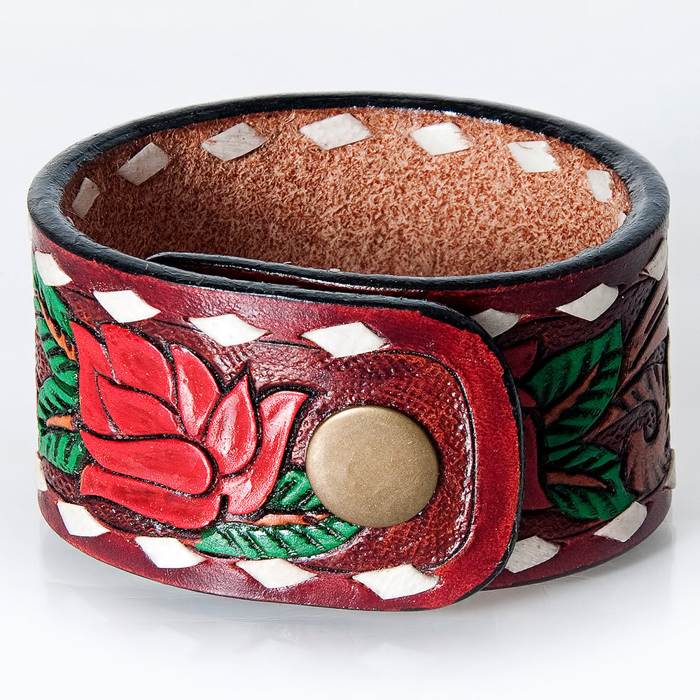 American Darling Bracelet Hand Tooled Carved Genuine Leather Women | Handmade Western Rustic