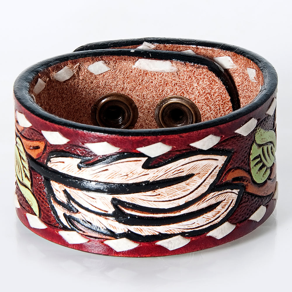 American Darling Bracelet Hand Tooled Carved Genuine Leather Women | Handmade Western Rustic