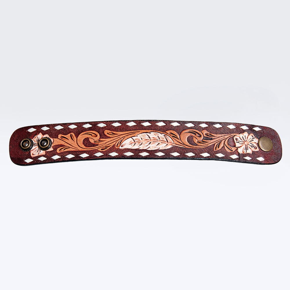 American Darling Bracelet Hand Tooled Carved Genuine Leather Women | Handmade Western Rustic