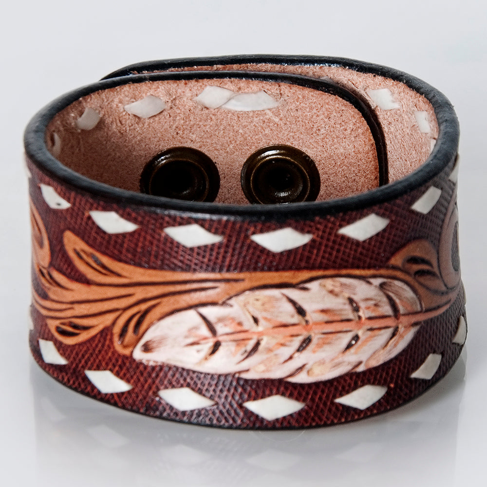 American Darling Bracelet Hand Tooled Carved Genuine Leather Women | Handmade Western Rustic
