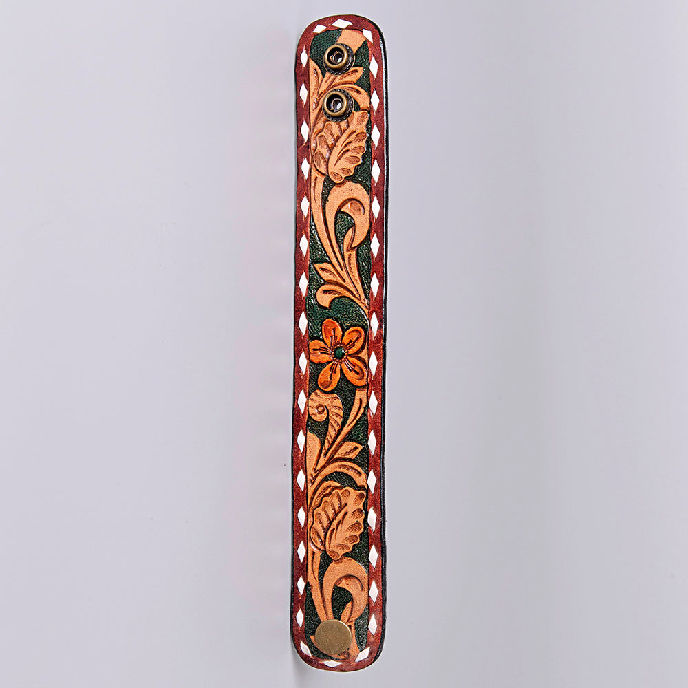 American Darling Bracelet Hand Tooled Carved Genuine Leather Women | Handmade Western Rustic