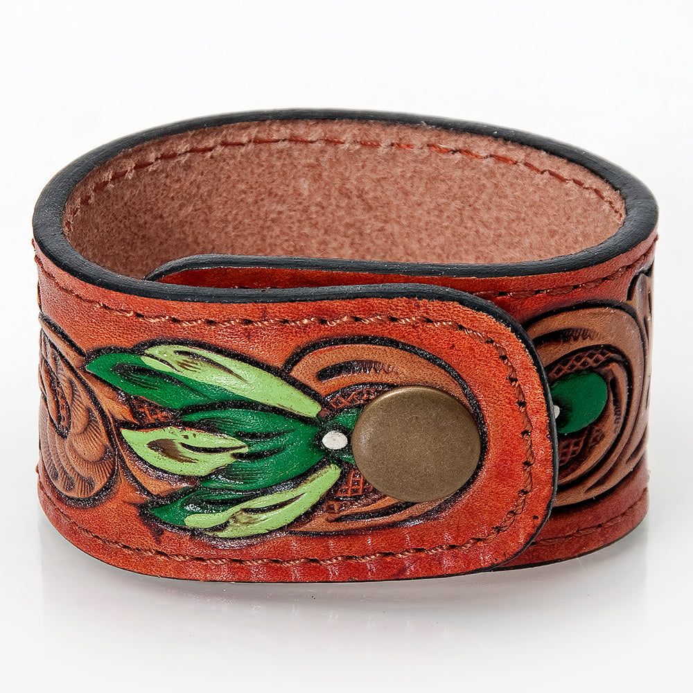 American Darling ADBRF183 Hand tooled carved Genuine Leather Bracelet women