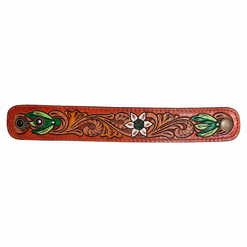 American Darling ADBRF183 Hand tooled carved Genuine Leather Bracelet women