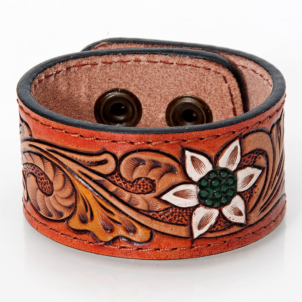 American Darling Bracelet Hand Tooled Carved Genuine Leather Women | Handmade Western Rustic