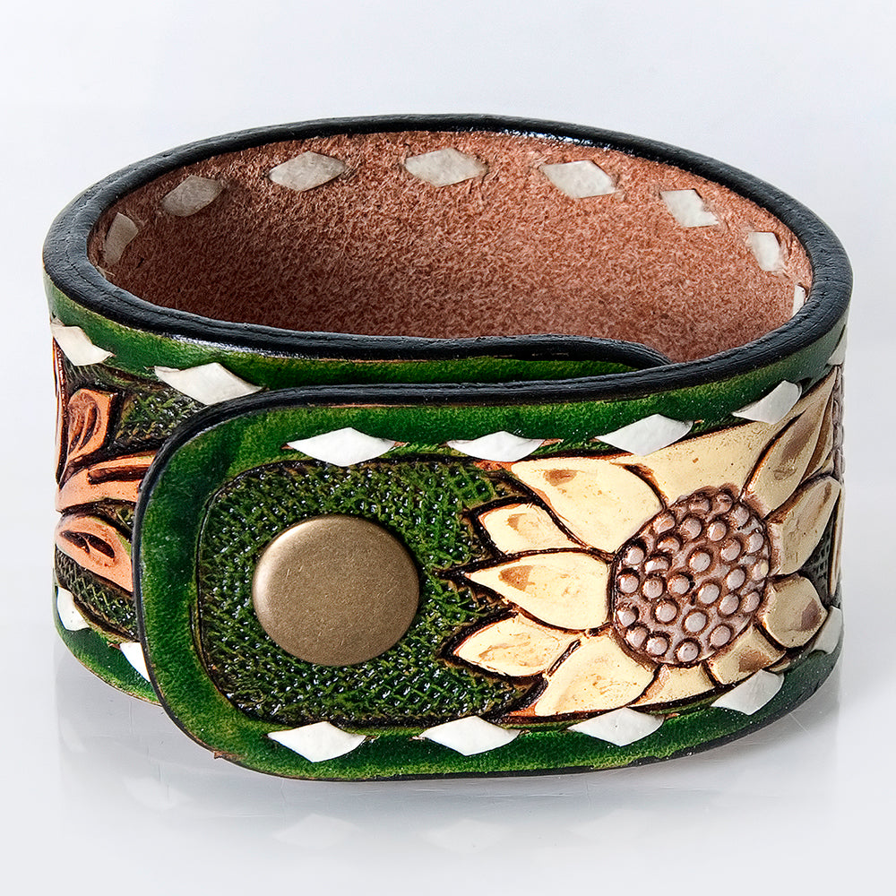 American Darling Bracelet Hand Tooled Carved Genuine Leather Women | Handmade Western Rustic