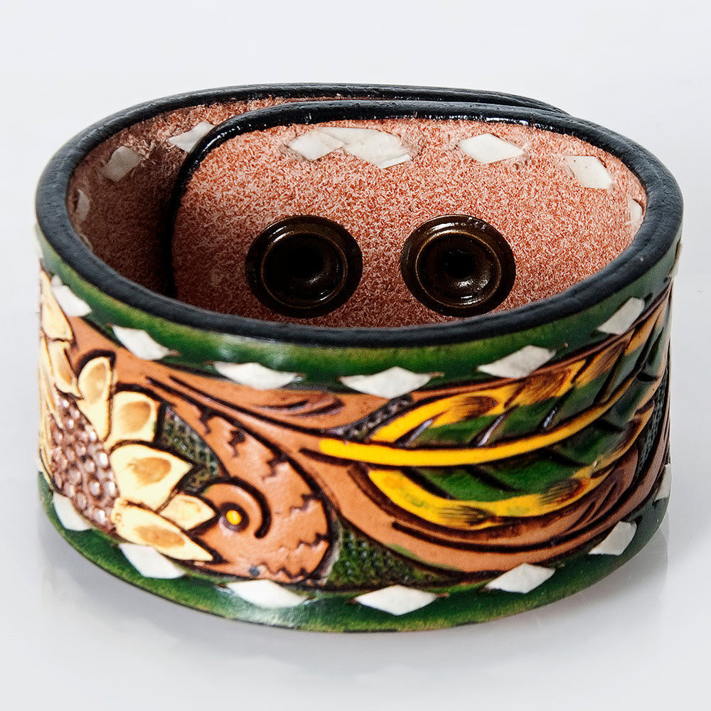 American Darling Bracelet Hand Tooled Carved Genuine Leather Women | Handmade Western Rustic