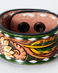 American Darling ADBRF184 Hand tooled carved Genuine Leather Bracelet women