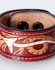 American Darling ADBRF185 Hand tooled carved Genuine Leather Bracelet women