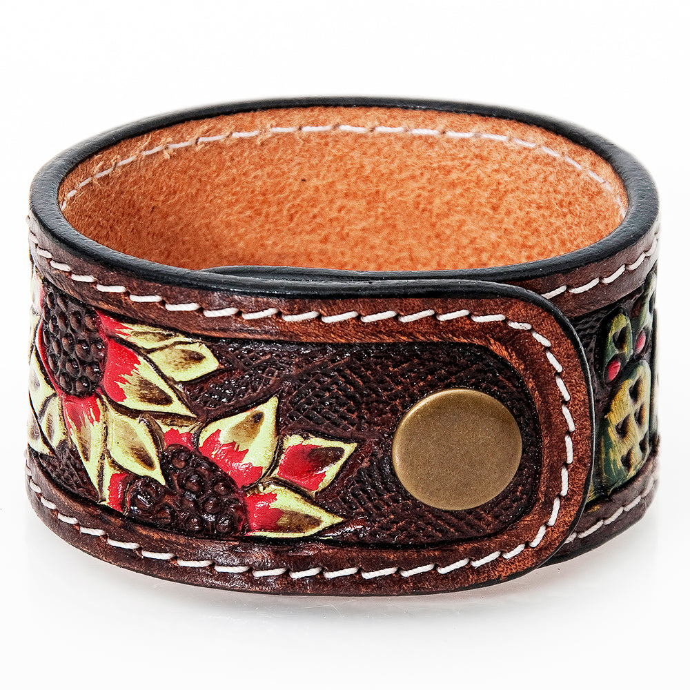 American Darling Bracelet Hand Tooled Carved Genuine Leather Women | Handmade Western Rustic