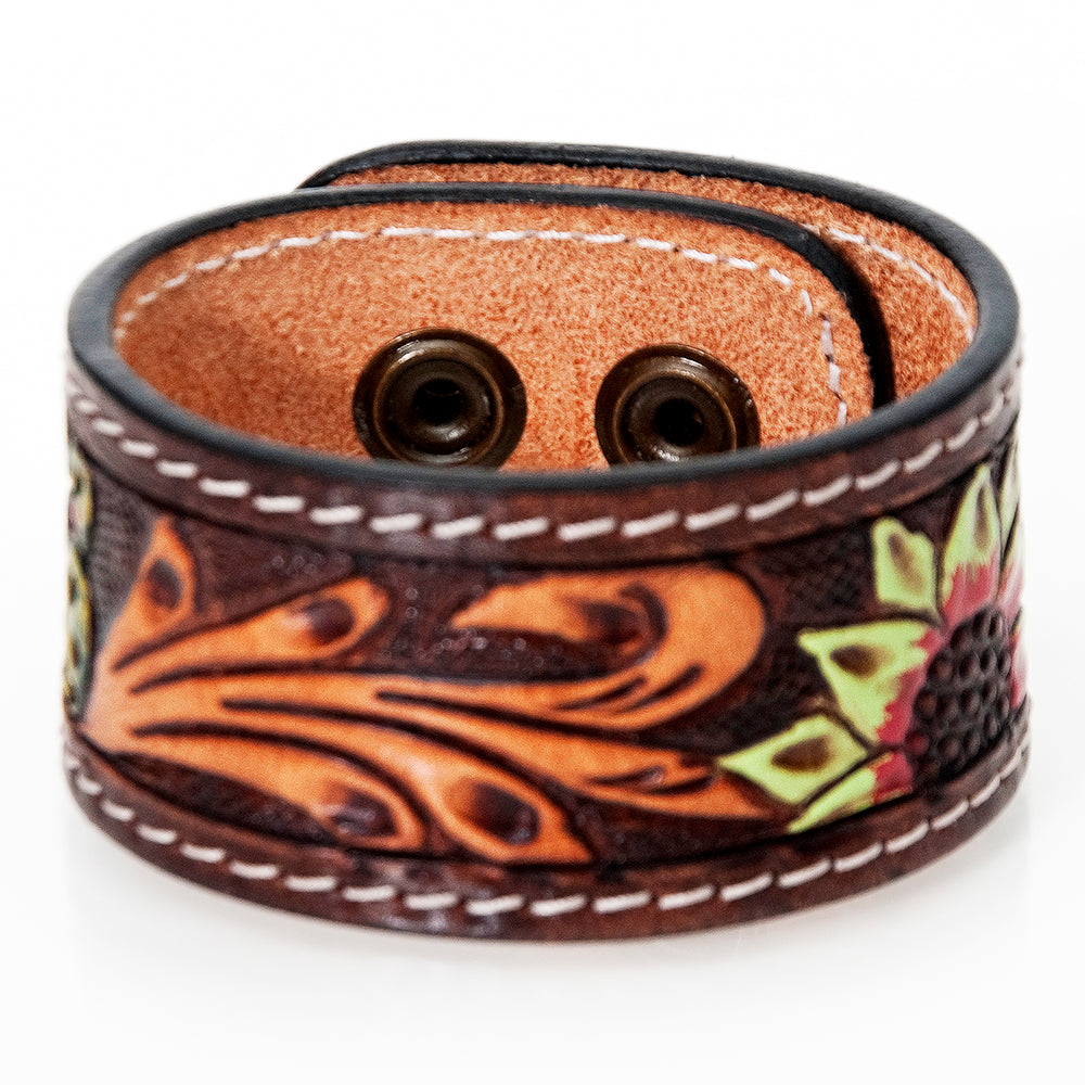 American Darling Bracelet Hand Tooled Carved Genuine Leather Women | Handmade Western Rustic