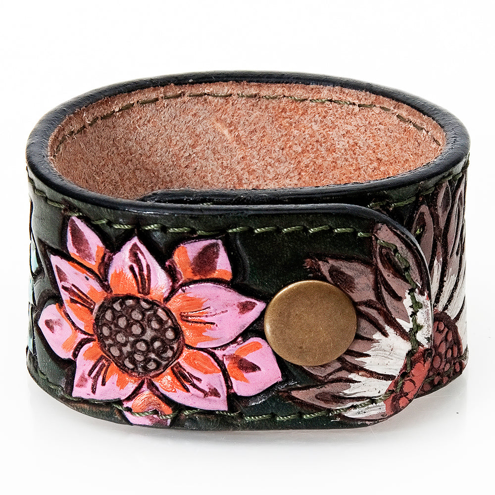 American Darling Bracelet Hand Tooled Carved Genuine Leather Women | Handmade Western Rustic