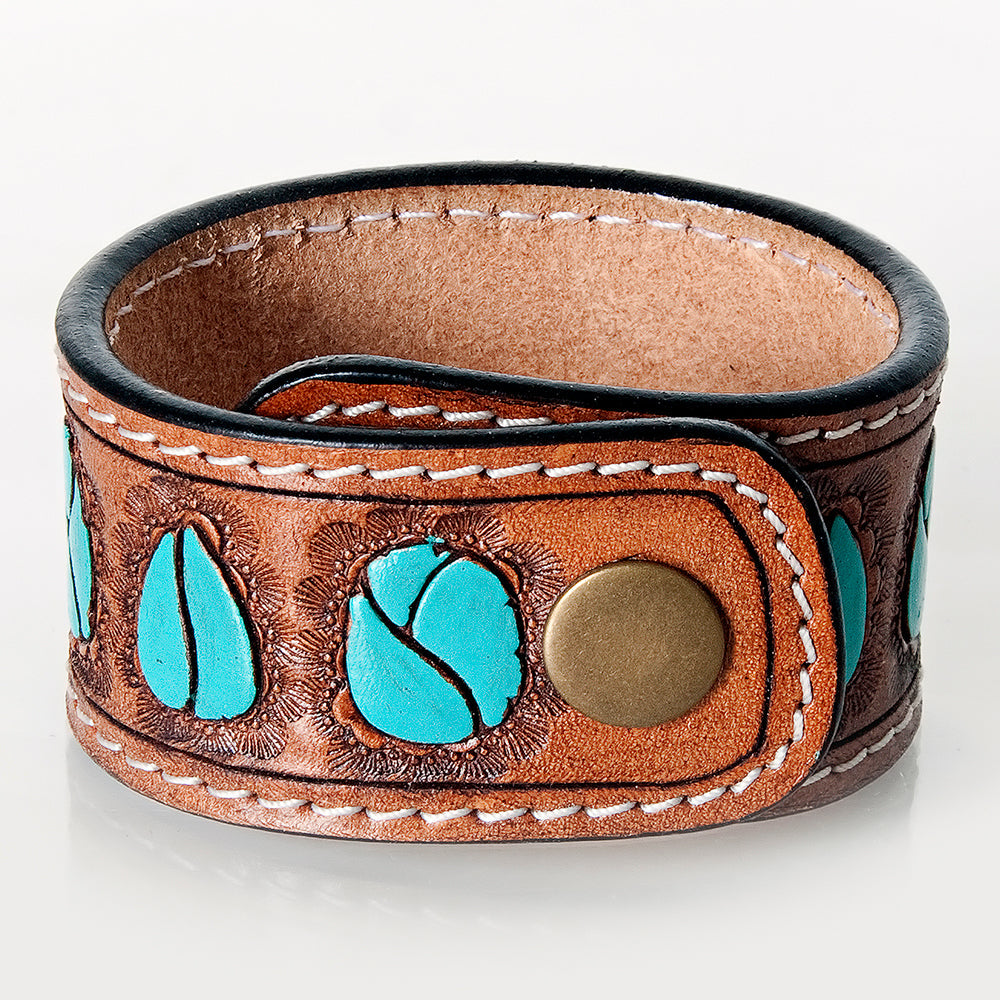 American Darling Bracelet Hand Tooled Carved Genuine Leather Women | Handmade Western Rustic