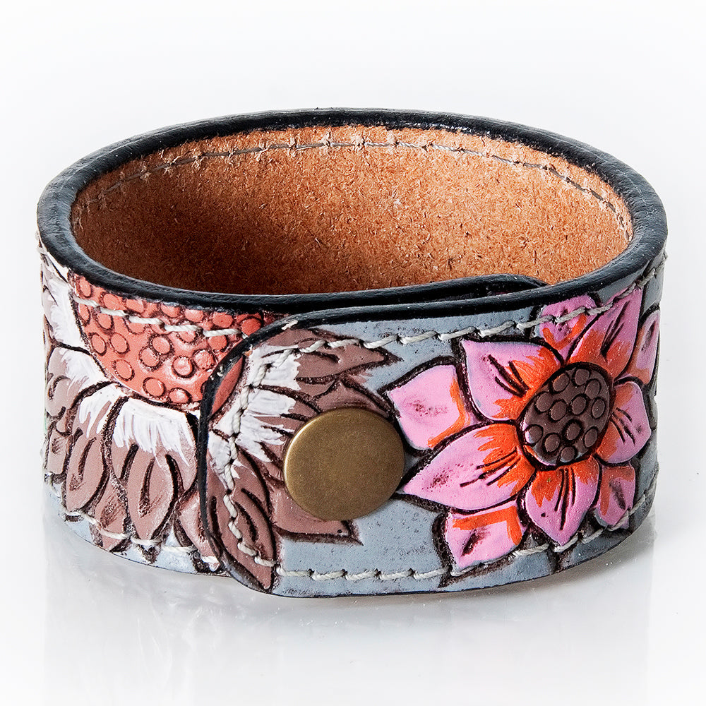 American Darling Bracelet Hand Tooled Carved Genuine Leather Women | Handmade Western Rustic