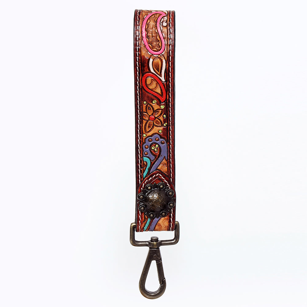 American Darling ADWSF105 Hand Tooled Genuine Leather Handle Strap For Wristlet Bags