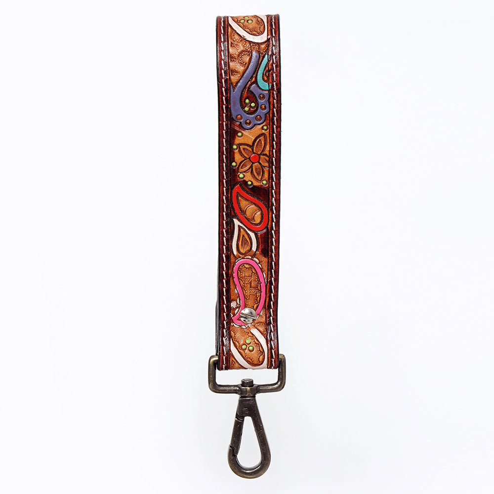 American Darling ADWSF105 Hand Tooled Genuine Leather Handle Strap For Wristlet Bags