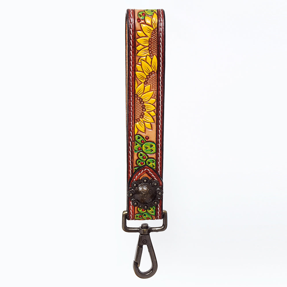 American Darling ADWSF106 Hand Tooled Genuine Leather Handle Strap For Wristlet Bags