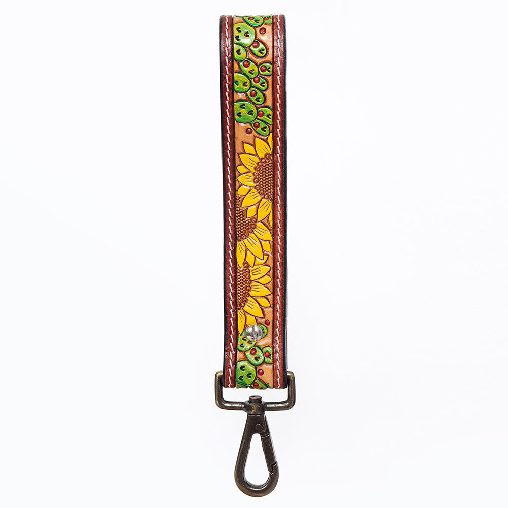 American Darling ADWSF106 Hand Tooled Genuine Leather Handle Strap For Wristlet Bags